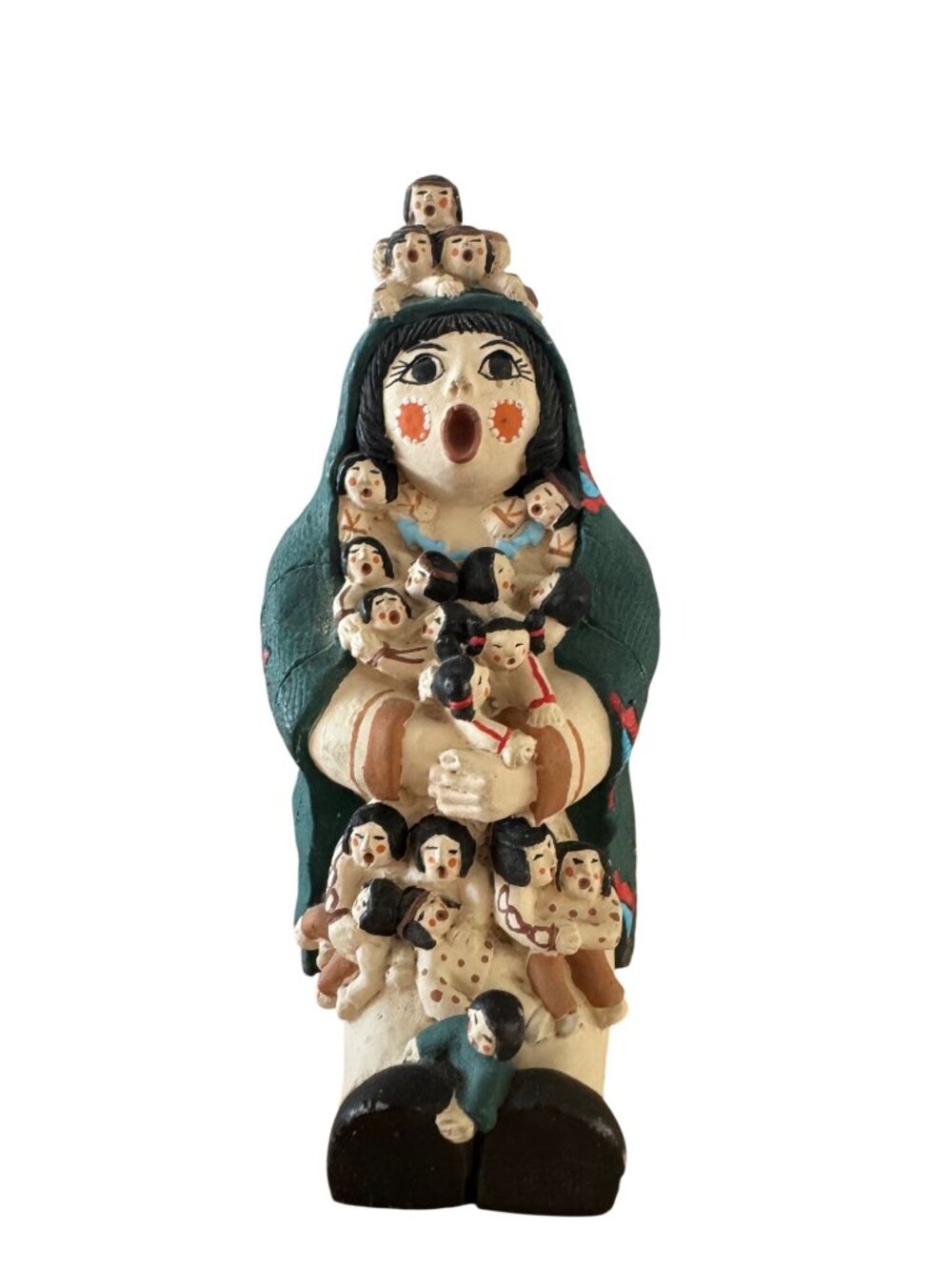 Clay Storyteller Figurine With Children Southwestern Folk Art Tall Handmade